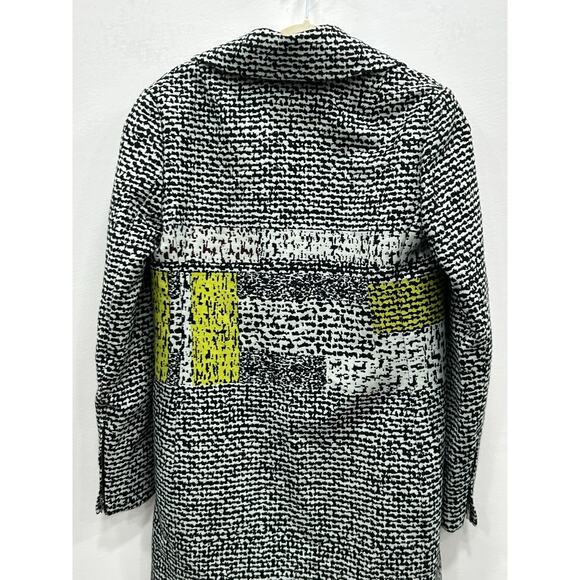 Diane Von Furstenberg Womens Nala Colorblock Tweed Coat Grey Yellow Black Size 8 - Picture 7 of 16